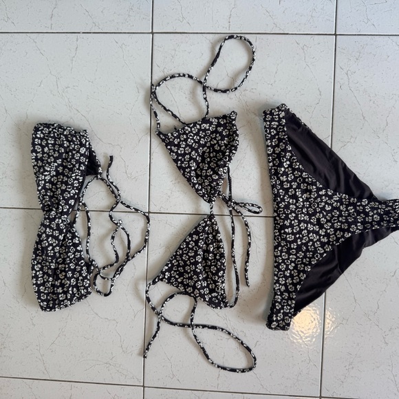 RVCA Floral Black Bandeau Bikini Set - Picture 5 of 8